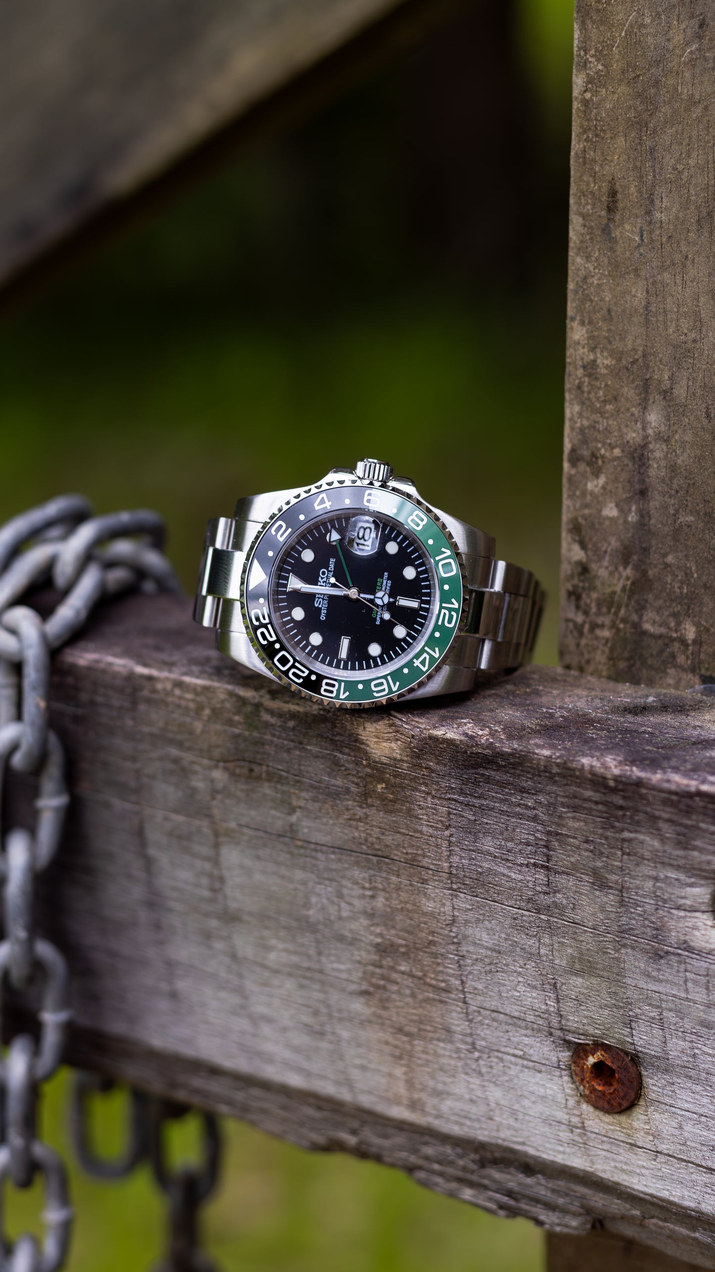 PrestigeWatchMods Custom Seiko "Sprite" GMT NH34 Automatic Watch