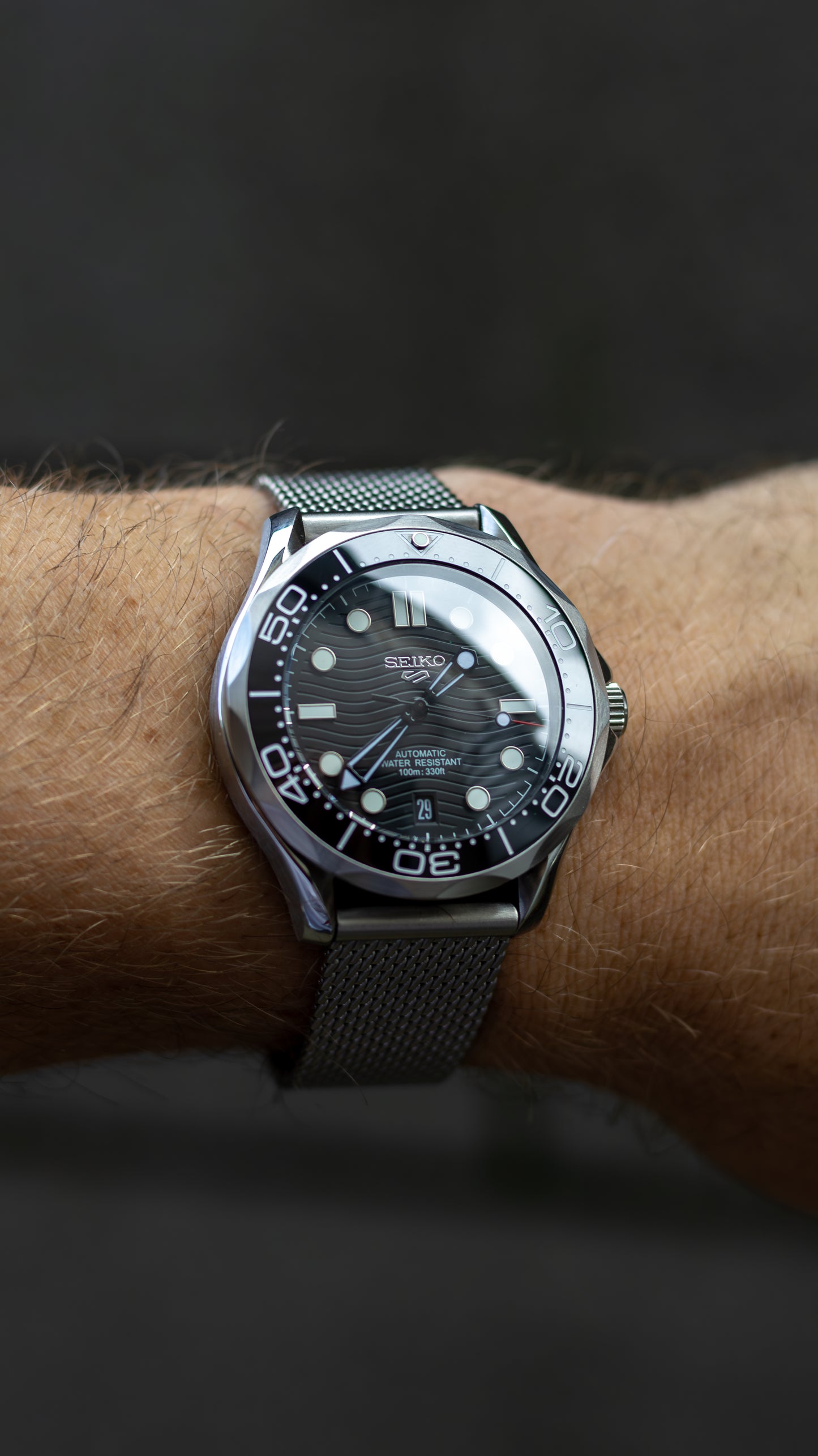 PrestigeWatchMods Custom Seiko Mod Black "SeaMaster" Watch