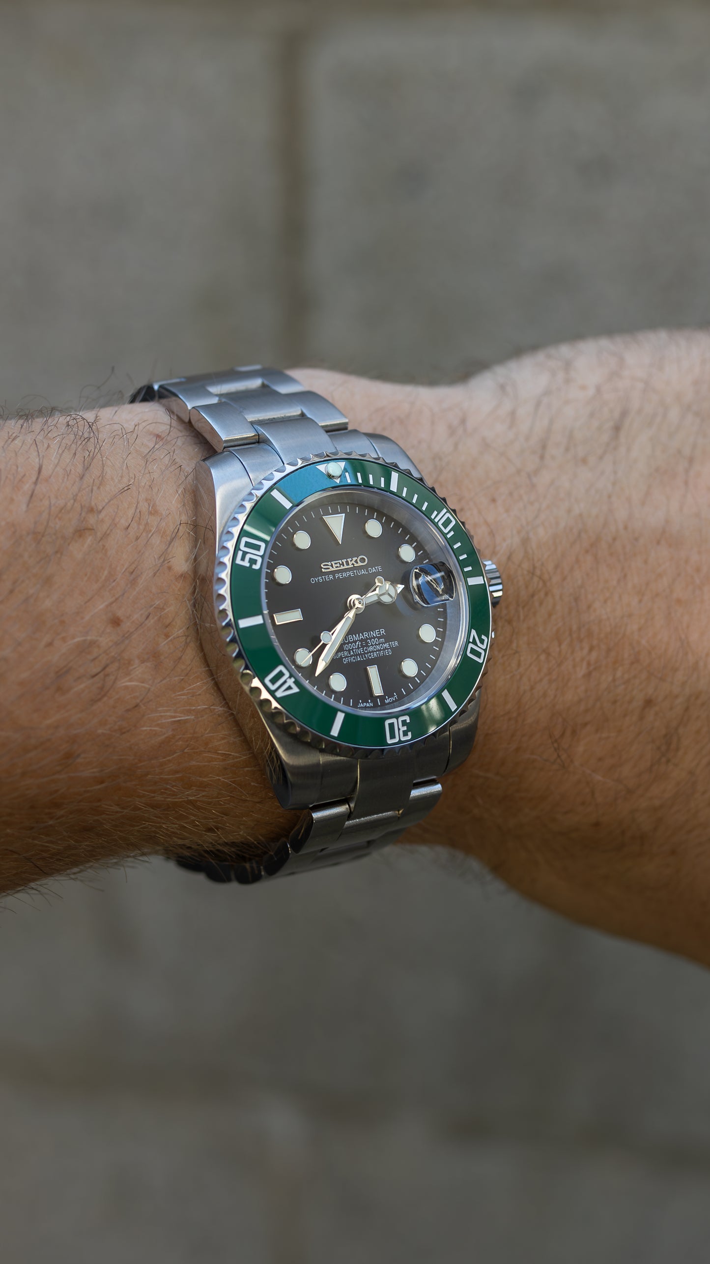 Starbuck Submariner Date Seiko Mod, On Wrist View 