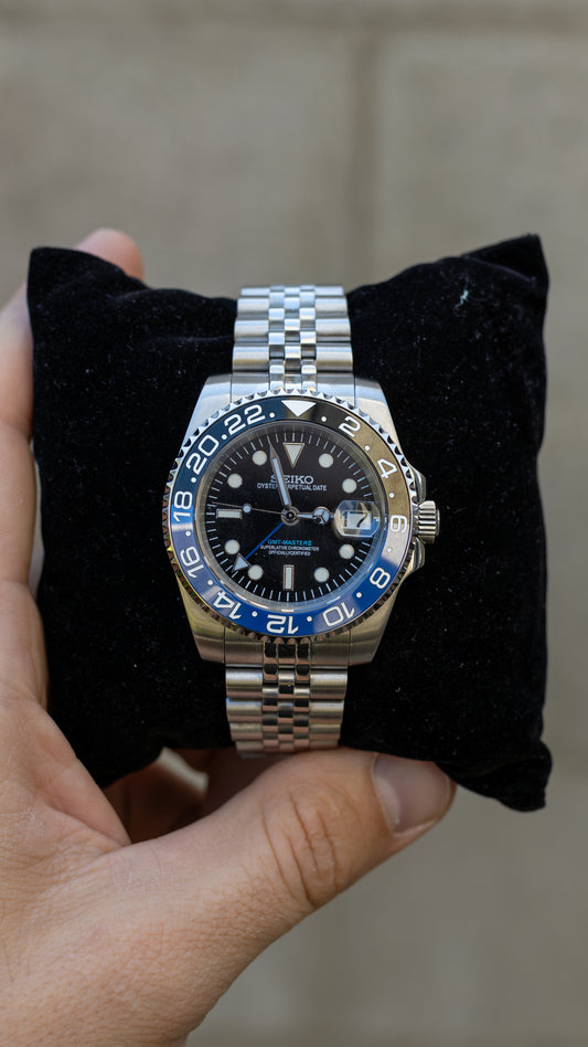 PrestigeWatchMods Custom Seiko "Bat Girl" GMT NH34 Automatic Watch