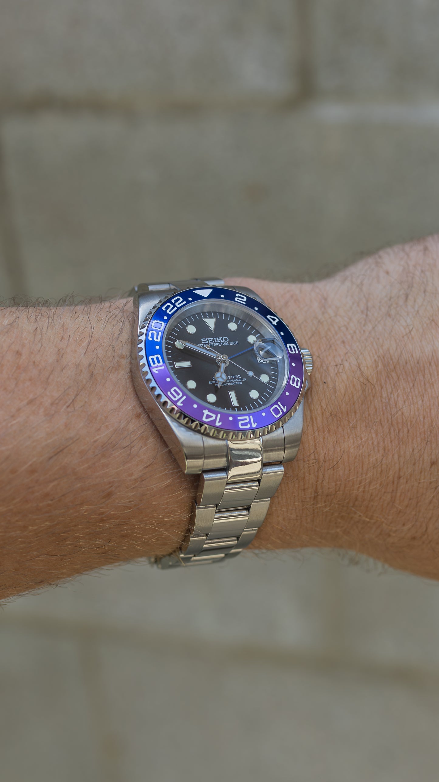 PrestigeWatchMods Custom Seiko "Blurple" GMT NH34 Automatic Watch