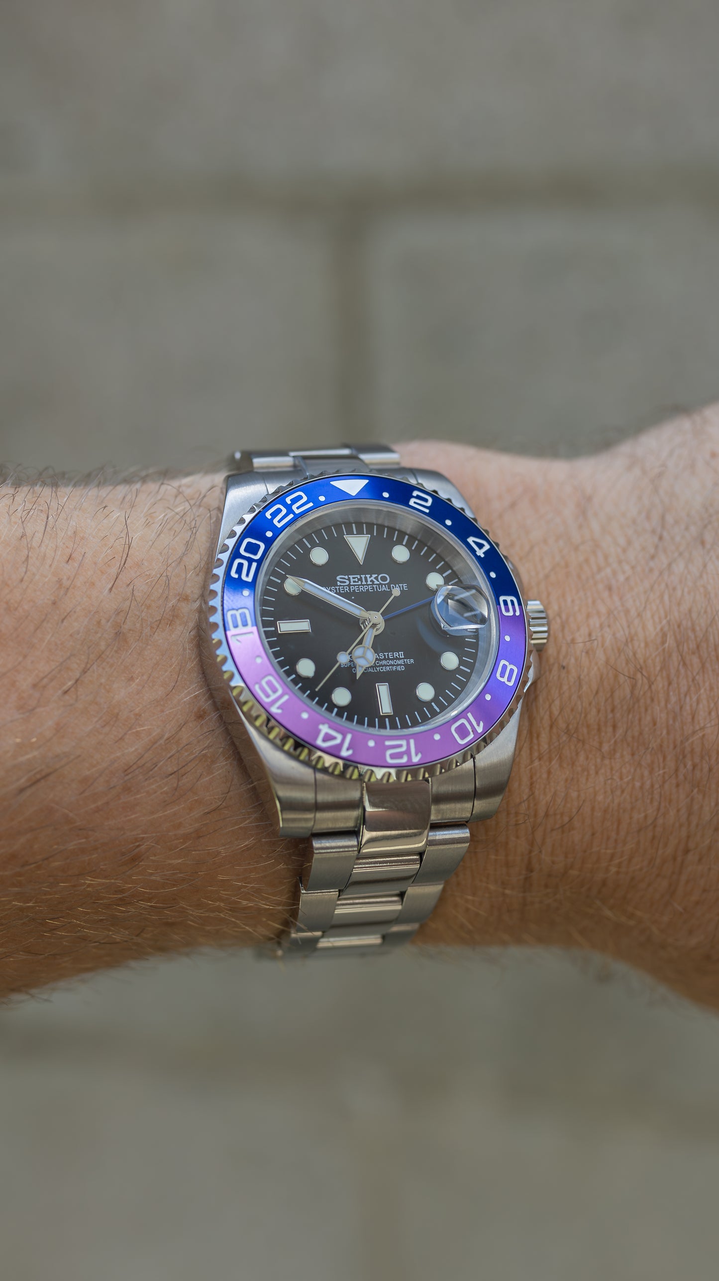 PrestigeWatchMods Custom Seiko "Blurple" GMT NH34 Automatic Watch
