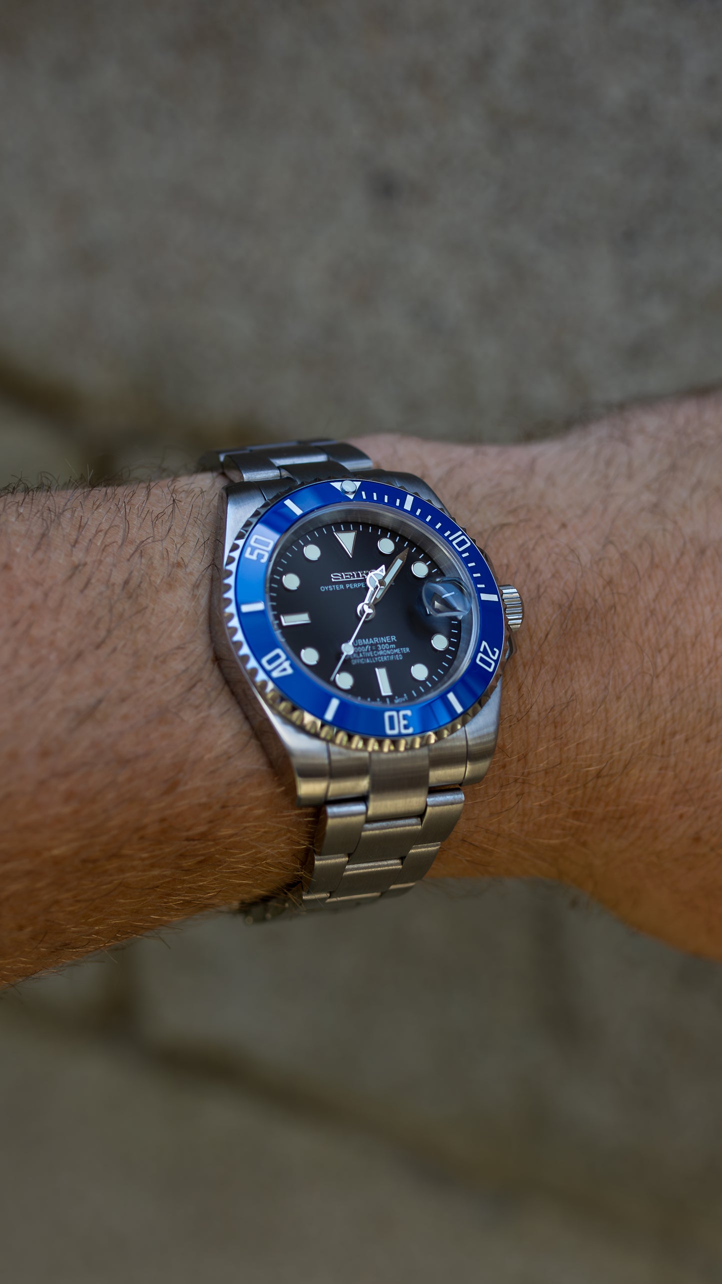 PrestigeWatchMods Custom  Seiko Mod "Cookie Monster" Submariner Date Watch