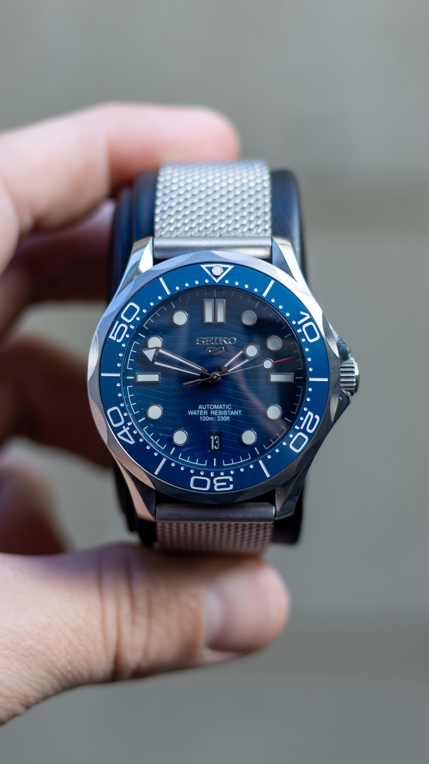 PrestigeWatchMods Custom Seiko Mod Blue "SeaMaster" Watch