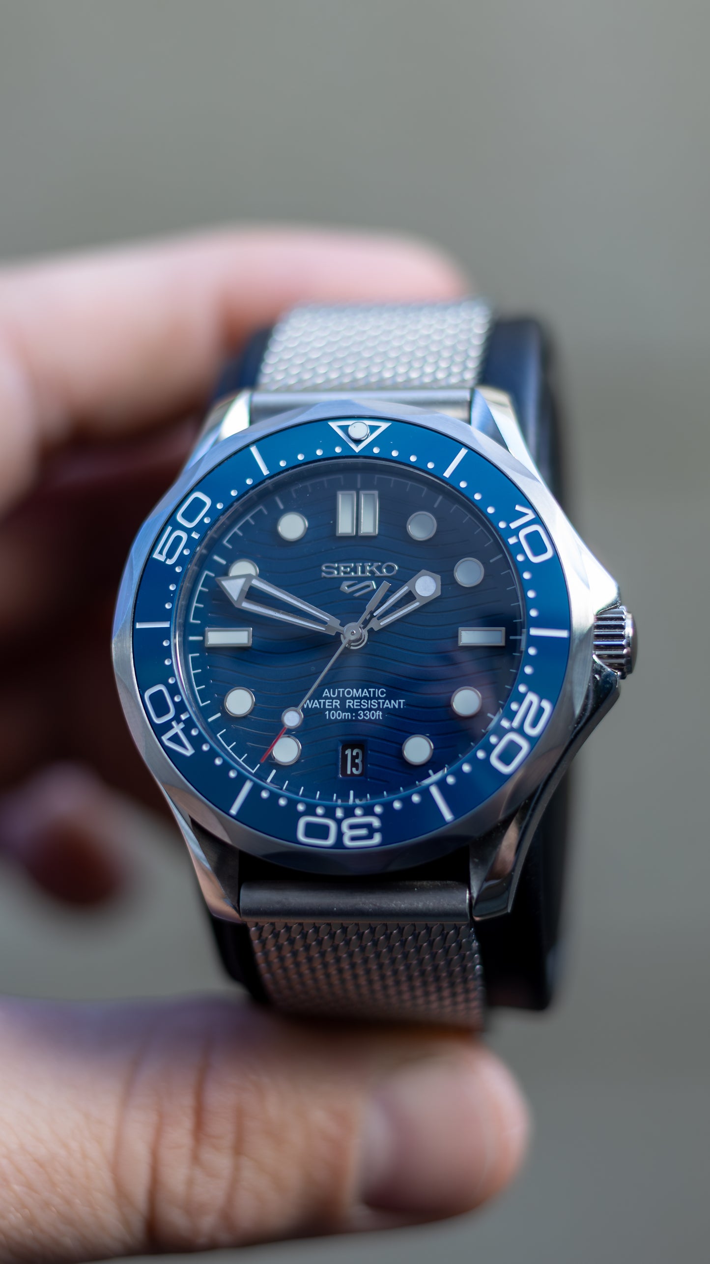 PrestigeWatchMods Custom Seiko Mod Blue "SeaMaster" Watch