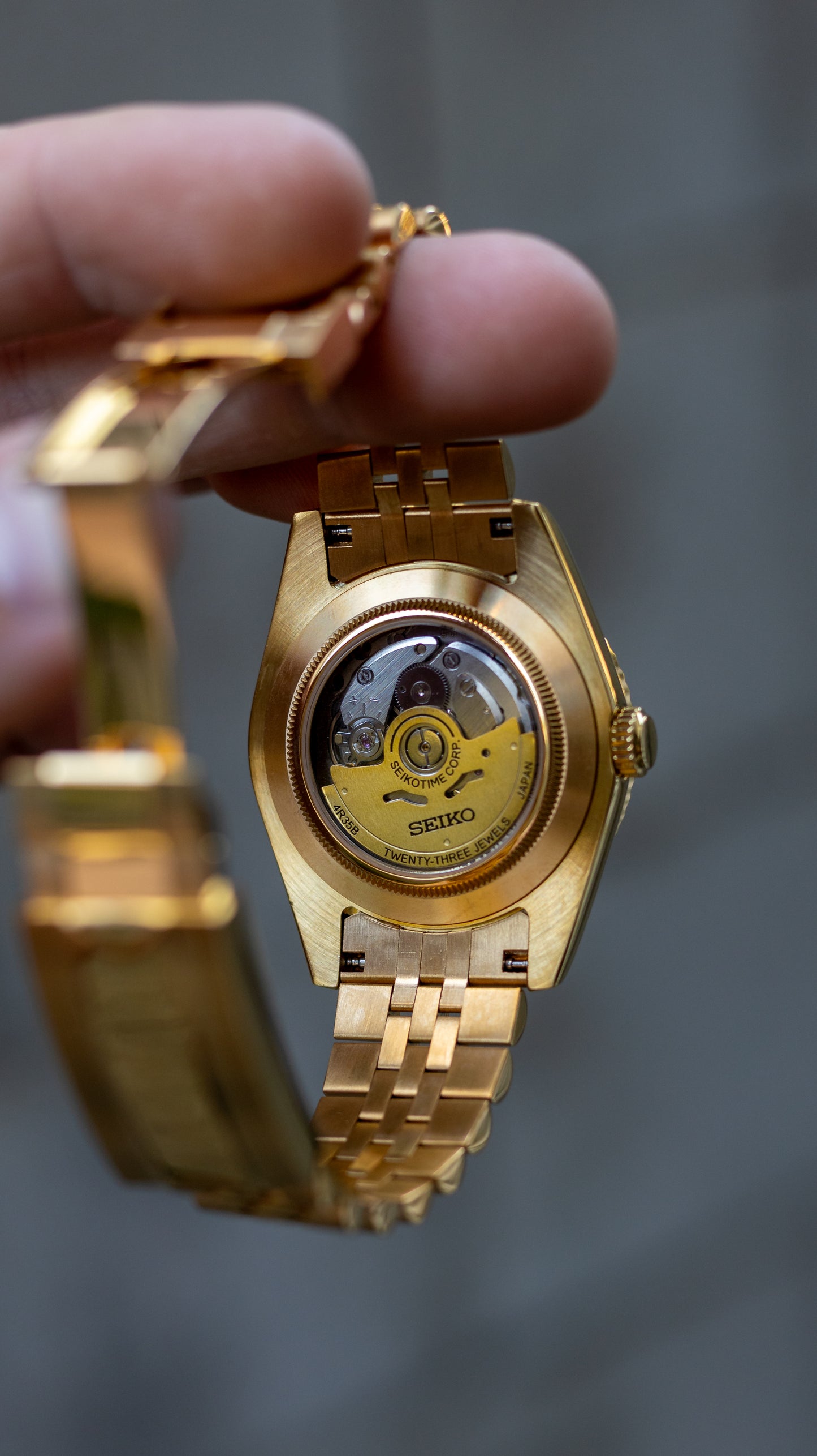 PrestigeWatchMods Custom Seiko Gold Datejust style NH35 automatic watch