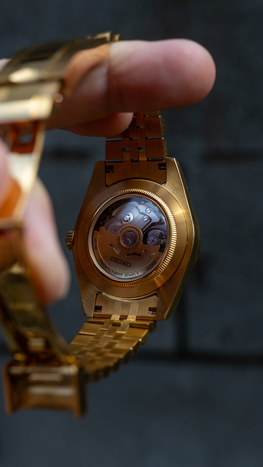 PrestigeWatchMods Custom Gold "Black minimalist" Datejust style automatic watch