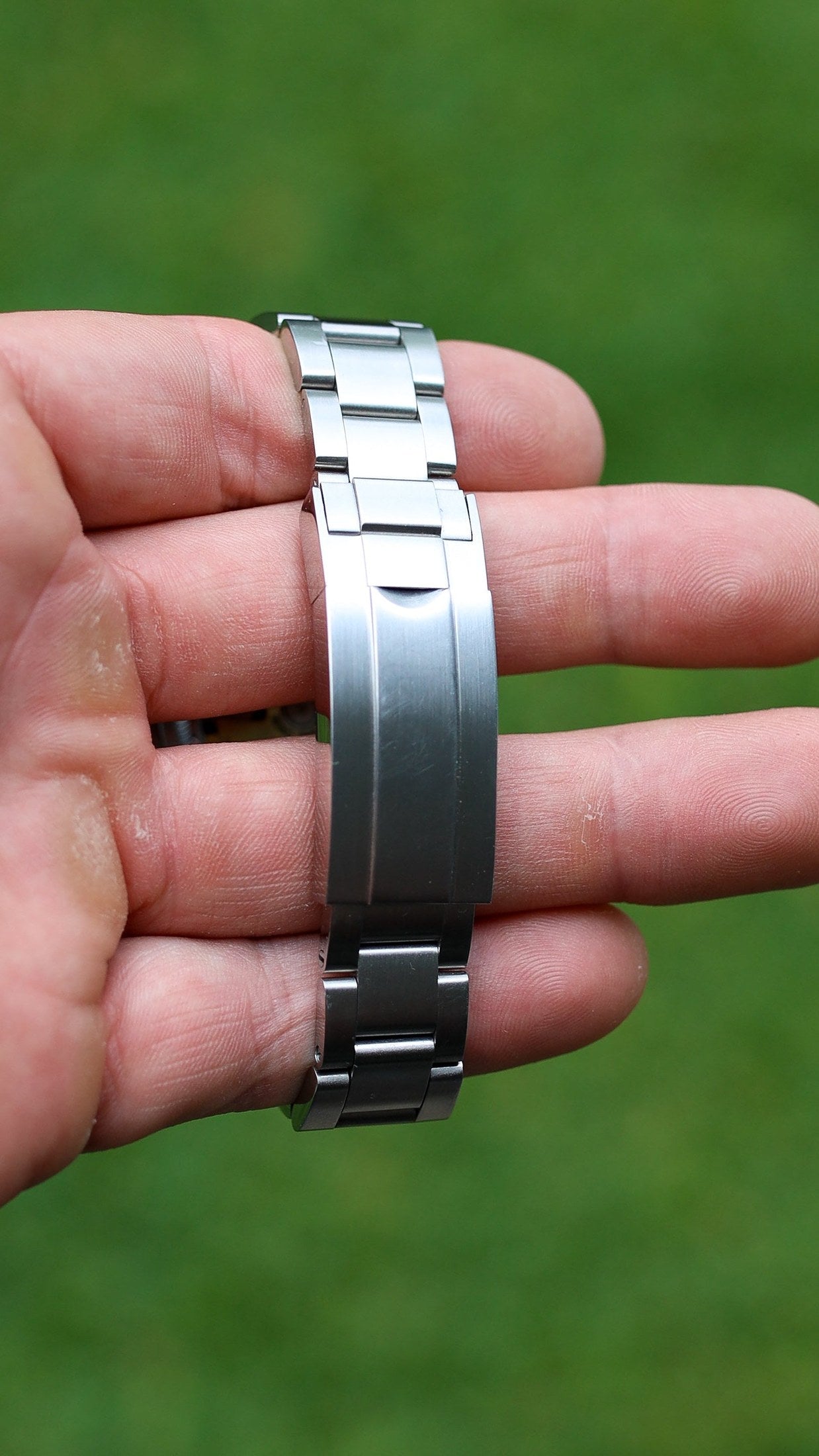 PrestigeWatchMods Custom Seiko Mod Silver OysterPerpetual Style Green NH35 Automatic watch, Clasp view 