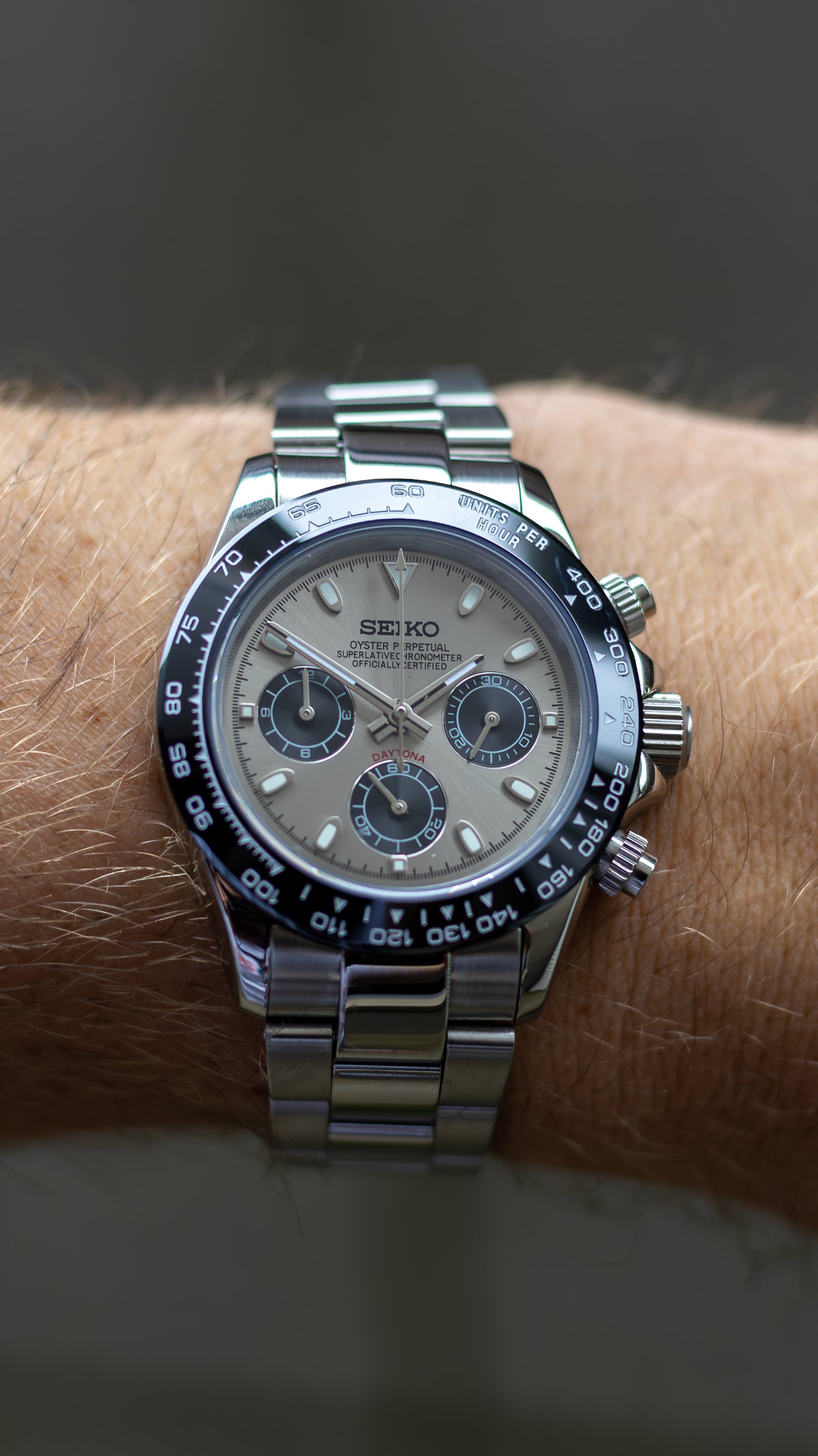 PrestigeWatchMods Custom Seiko Mod Ghost "Daytona" style Watch